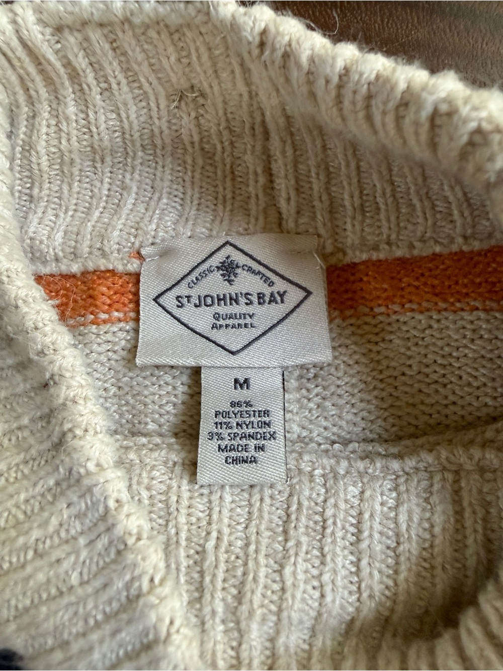 Y2K St. John's Bay Striped Mock Neck Button-Back Sweater Size M - Picture 5 of 7